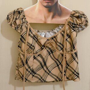 yellow plaid crop top